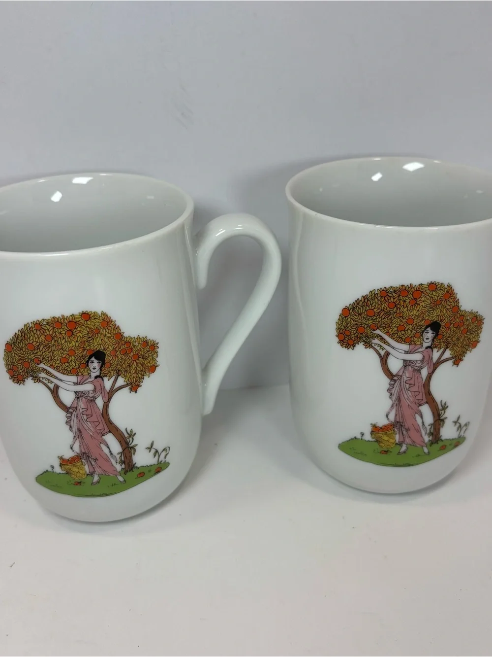 Antique 1913 Atlas China Grimwades Tea Set 4pc Art Nouveau Lady Tree Teacup HTF